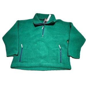 J Crew Vintage Fleece Polartec GREEN 1/4 Zip Womens 2X K6370 NWT